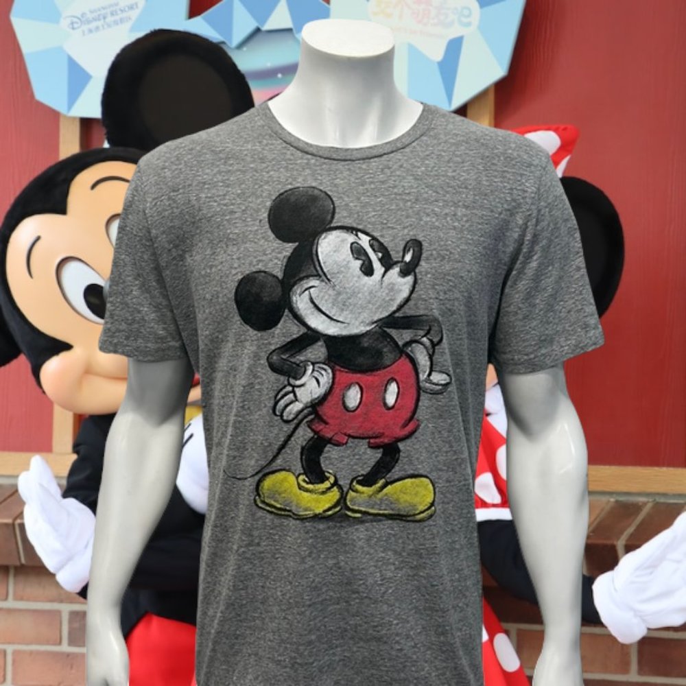 Walt Disney World Gray Mickey Mouse New Wave Graphic T-Shirt Adult Size XL VGC
